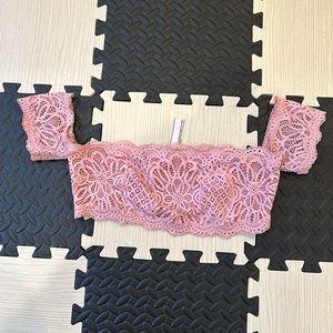 Victoria’s Secret bralettle lace bra, top in size, large color, pink NWT